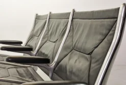 Best Pamono Black Leather Tandem Sling 3-Seater Airport Bench by Charles & Ray Eames for Herman Miller, 1962