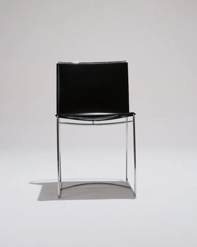 Pamono Black Leather Wire Chairs by Pascal Mourgue for Ligne Roset, 1990s, Set of 4> Side Chairs & Dining Chairs