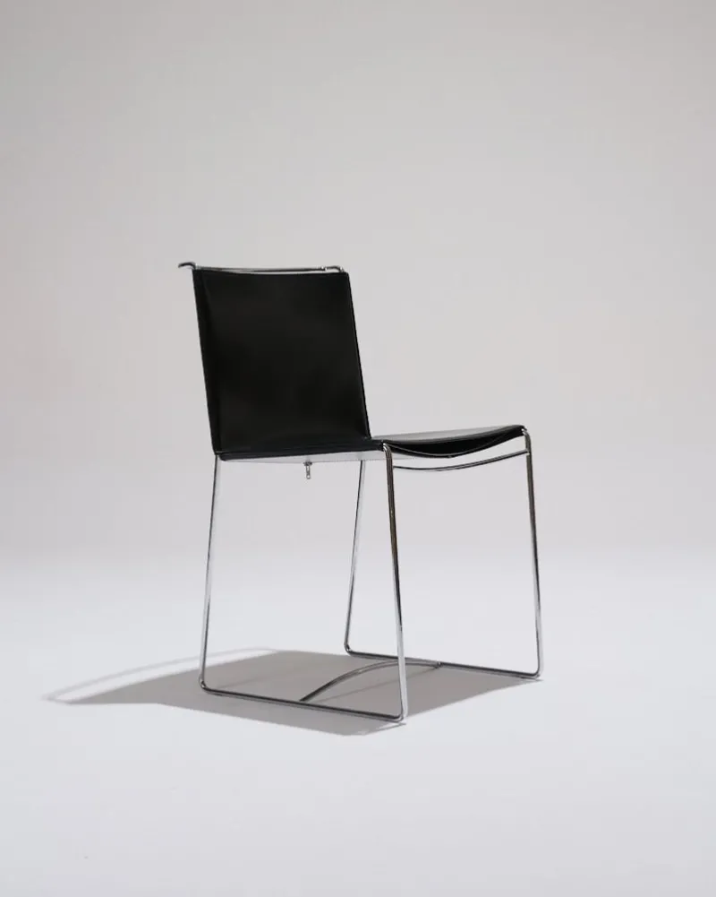 Pamono Black Leather Wire Chairs by Pascal Mourgue for Ligne Roset, 1990s, Set of 4> Side Chairs & Dining Chairs