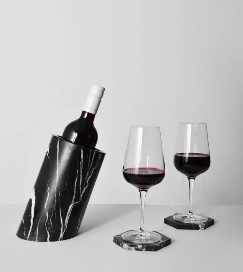 Pamono Black Marble Angled Wine Cooler from Kiwano Concept> Tabletop|Ice Buckets & Wine Coolers