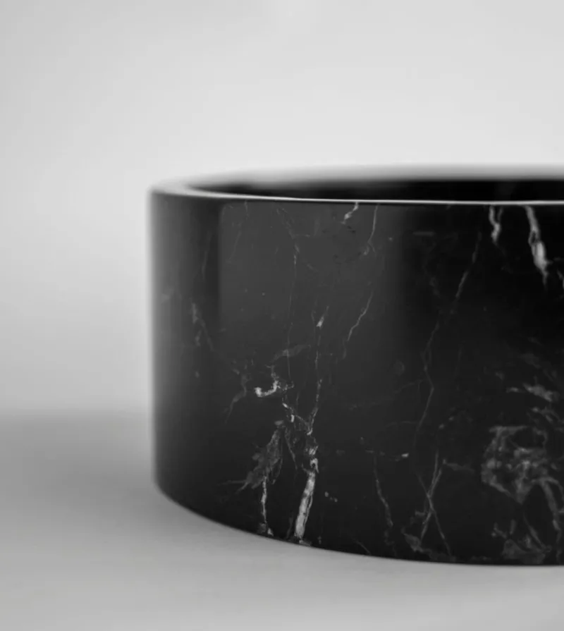 New Pamono Black Marble Cylinder Bowl from Kiwano Concept