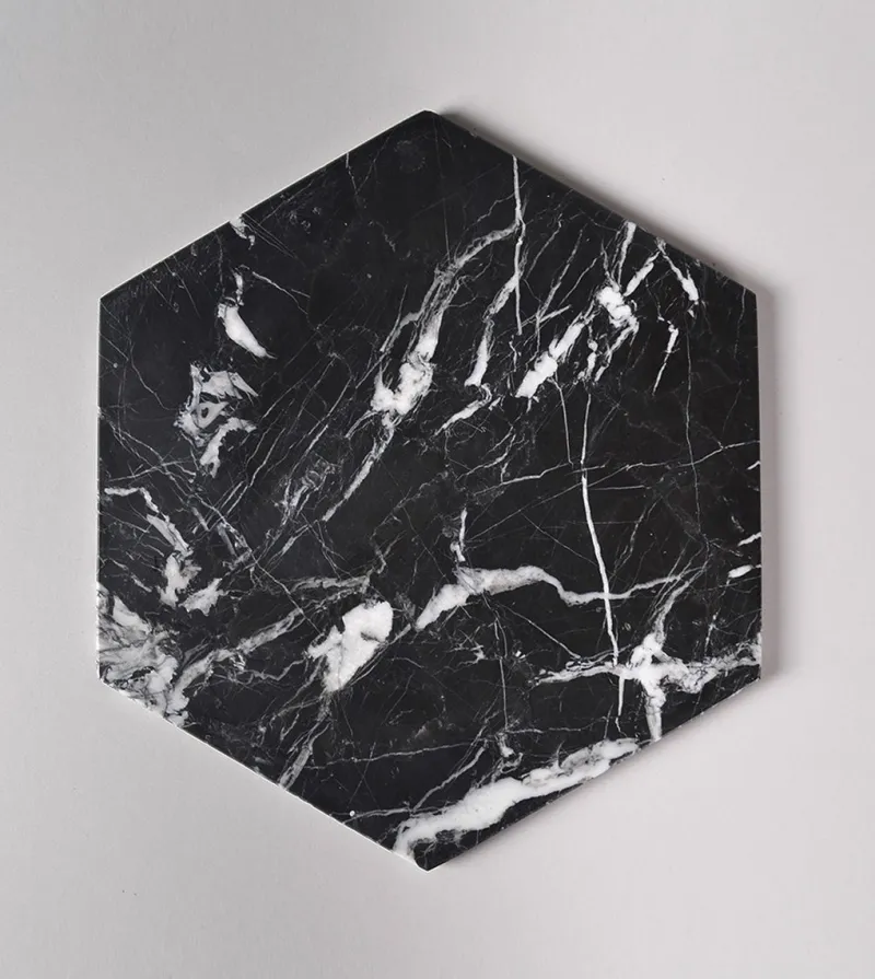 Pamono Black Marble Hexagon Platter from Kiwano Concept> Tabletop|Serving Dishes