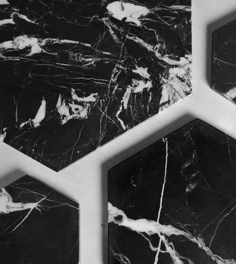 Pamono Black Marble Hexagon Platter from Kiwano Concept> Tabletop|Serving Dishes