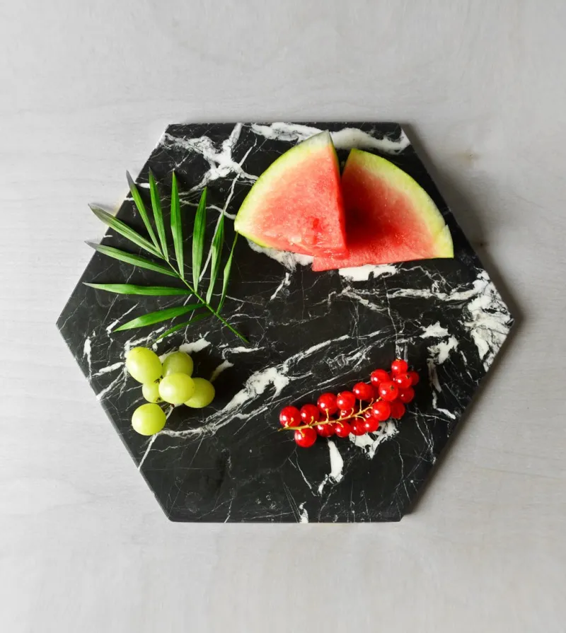 Pamono Black Marble Hexagon Platter from Kiwano Concept> Tabletop|Serving Dishes
