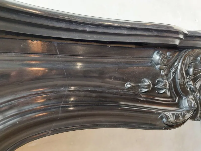 Pamono Black Marble Three Shell Mantelpiece> Fireplaces And Mantels