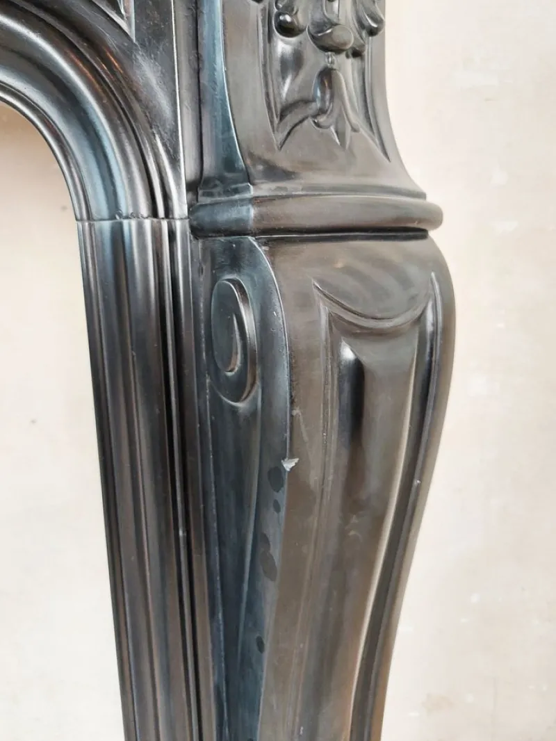 Pamono Black Marble Three Shell Mantelpiece> Fireplaces And Mantels