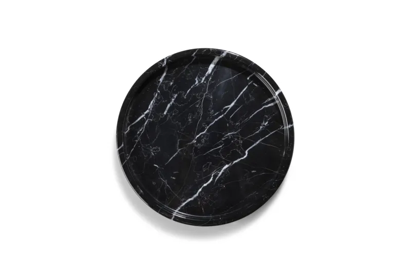 Pamono Black Marquina Marble Round Tray by Royal Bee Design> Tabletop|Trays