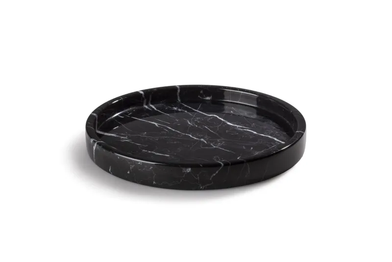 Pamono Black Marquina Marble Round Tray by Royal Bee Design> Tabletop|Trays
