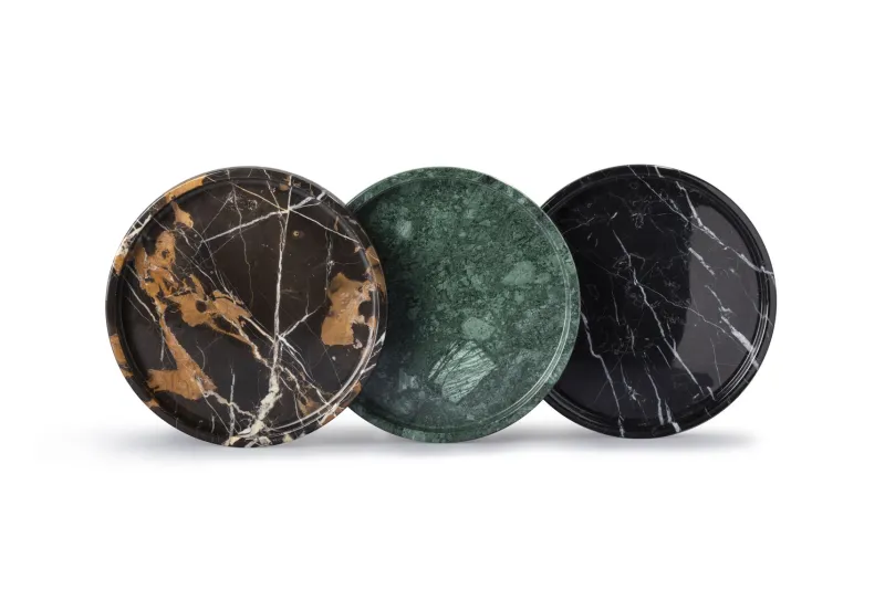 Pamono Black Marquina Marble Round Tray by Royal Bee Design> Tabletop|Trays
