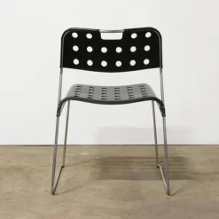 Pamono Black Omstak Stacking Chair by Rodney Kinsman for Bieffeplast, 1970s><noscript><img width=