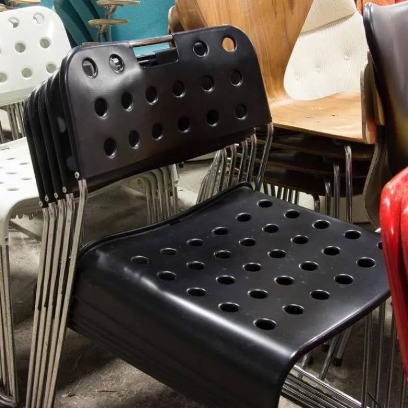 Pamono Black Omstak Stacking Chair by Rodney Kinsman for Bieffeplast, 1970s> Office Chairs