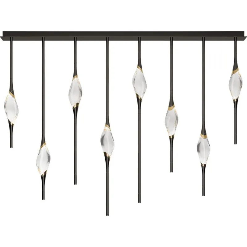 Pamono Black Polished Brass Il Pezzo 12 Staggered Chandelier by Il Pezzo Mancante> Ceiling Lights