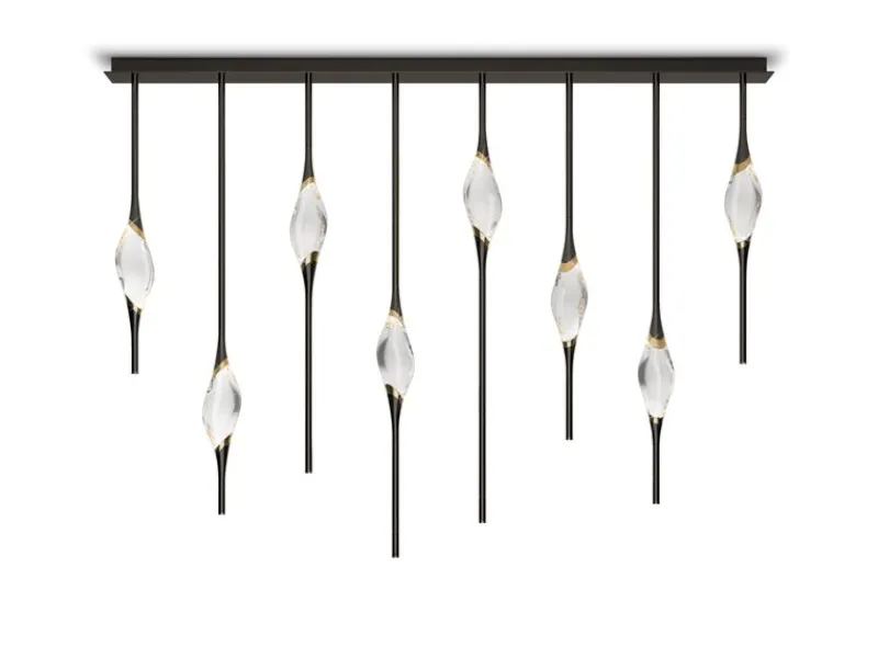 Pamono Black Polished Brass Il Pezzo 12 Staggered Chandelier by Il Pezzo Mancante> Ceiling Lights