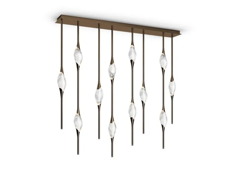 Pamono Black Polished Brass Il Pezzo 12 Staggered Chandelier by Il Pezzo Mancante> Ceiling Lights