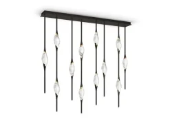 Pamono Black Polished Brass Il Pezzo 12 Staggered Chandelier by Il Pezzo Mancante><noscript><img width=