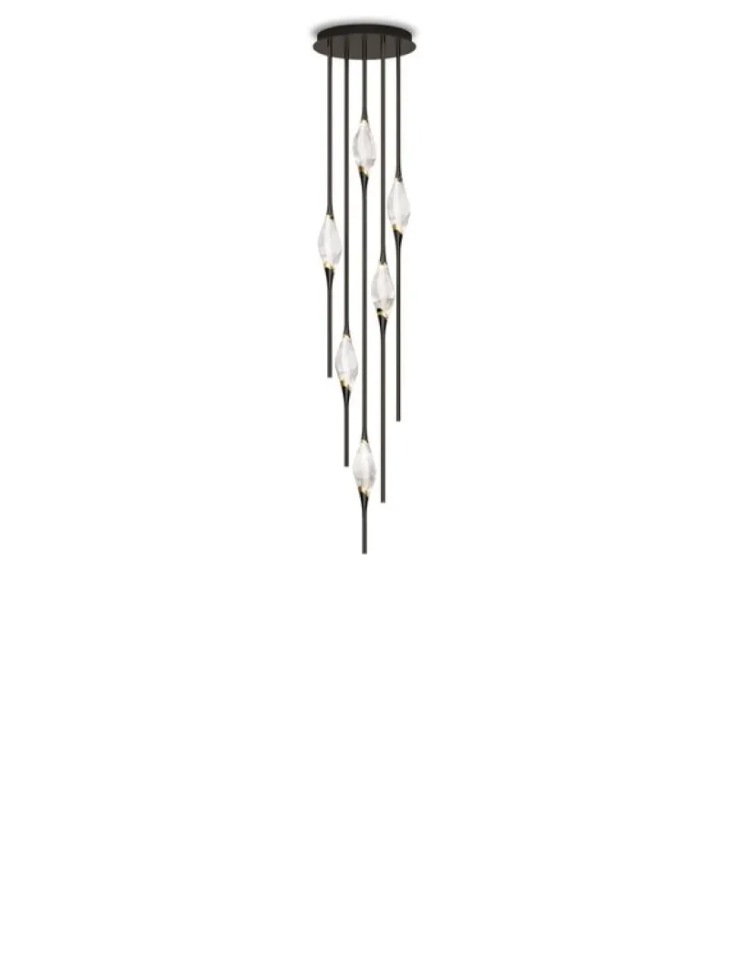 New Pamono Black Polished Brass Il Pezzo 12 Cluster Ceiling Lamp J by Il Pezzo Mancante