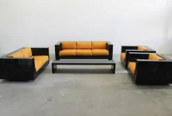 Hot Pamono Black Sarantoga Living Room Set by Massimo & Lella Vignelli for Poltronova, 1960s, Set of 5