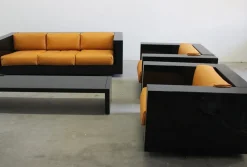Hot Pamono Black Sarantoga Living Room Set by Massimo & Lella Vignelli for Poltronova, 1960s, Set of 5
