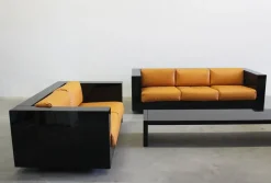Hot Pamono Black Sarantoga Living Room Set by Massimo & Lella Vignelli for Poltronova, 1960s, Set of 5