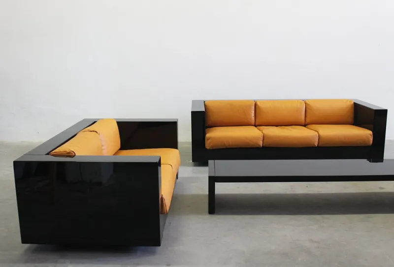 Hot Pamono Black Sarantoga Living Room Set by Massimo & Lella Vignelli for Poltronova, 1960s, Set of 5