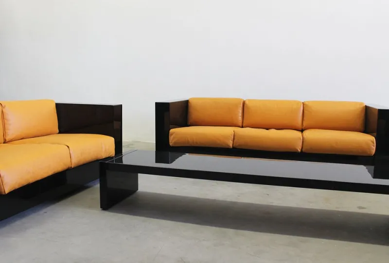 Hot Pamono Black Sarantoga Living Room Set by Massimo & Lella Vignelli for Poltronova, 1960s, Set of 5