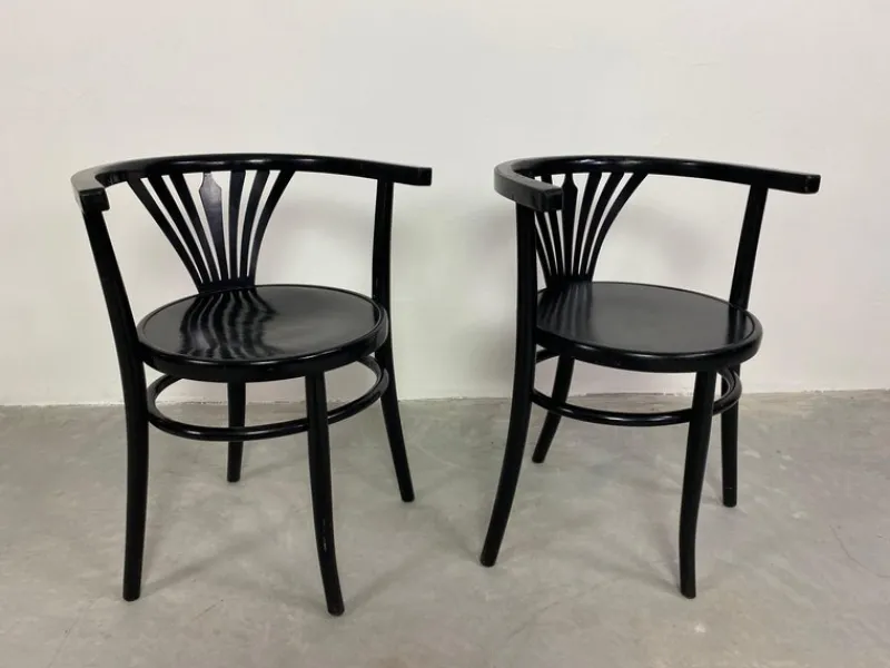Online Pamono Black Secession Seating Group attributed to Fischel, 1890s, Set of 3