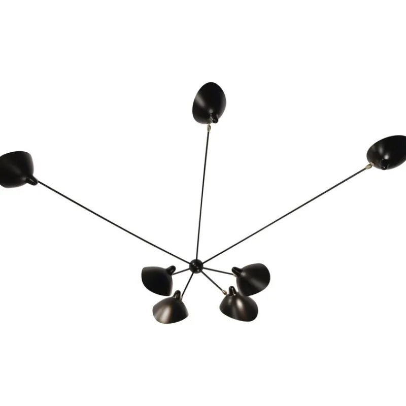 Pamono Black Seven Fixed Arms Spider Wall Lamp by Serge Mouille> Wall Lights & Sconces