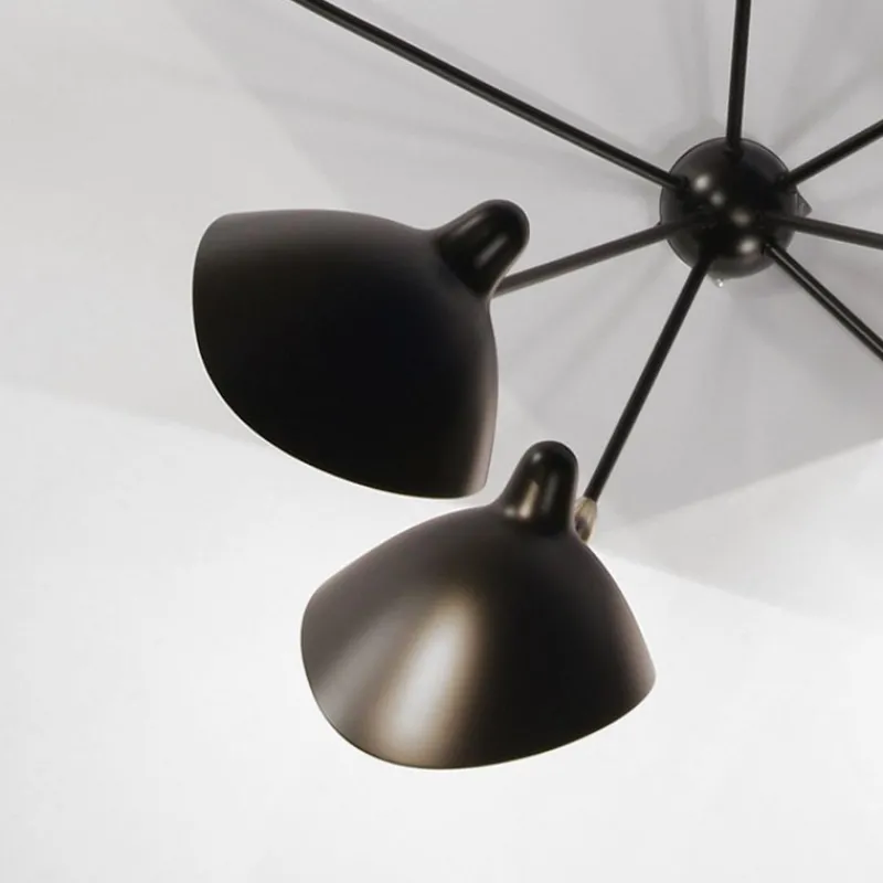 Pamono Black Seven Fixed Arms Spider Wall Lamp by Serge Mouille> Wall Lights & Sconces