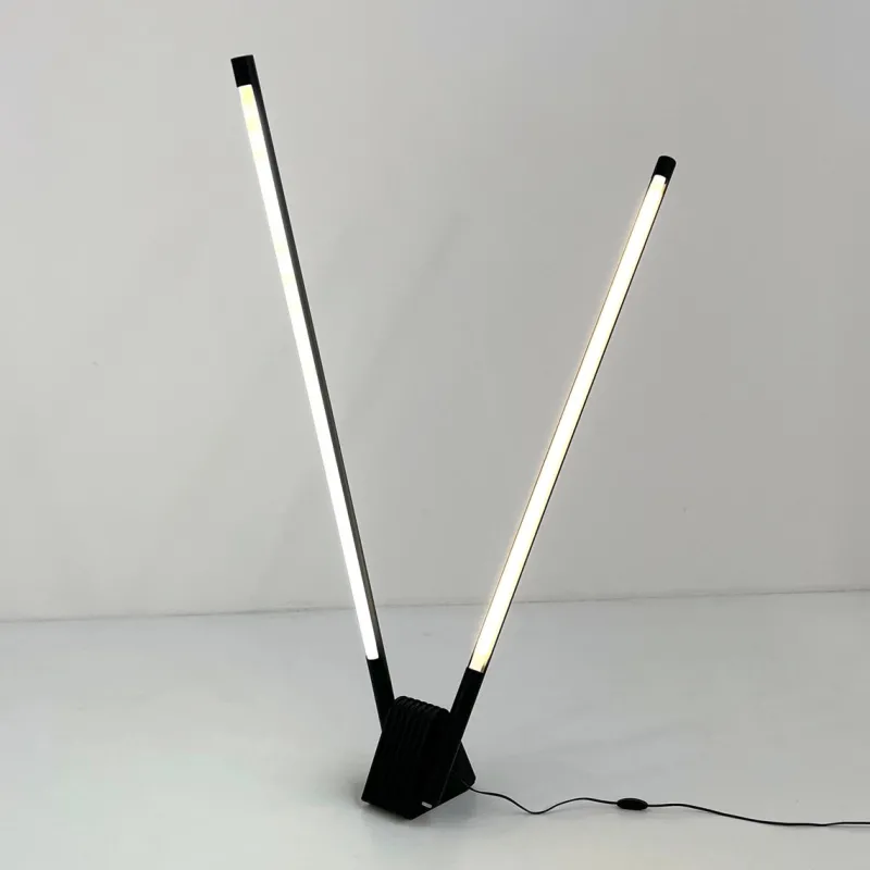 Pamono Black Sistema Flu Floor Lamp by Rodolfo Bonetto for Luci Italia, 1980s> Floor Lamps