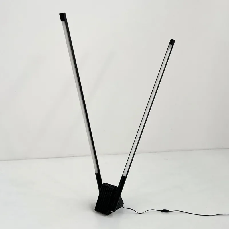Pamono Black Sistema Flu Floor Lamp by Rodolfo Bonetto for Luci Italia, 1980s> Floor Lamps