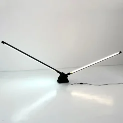 Pamono Black Sistema Flu Floor Lamp by Rodolfo Bonetto for Luci Italia, 1980s><noscript><img width=