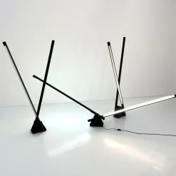 Pamono Black Sistema Flu Floor Lamp by Rodolfo Bonetto for Luci Italia, 1980s><noscript><img width=
