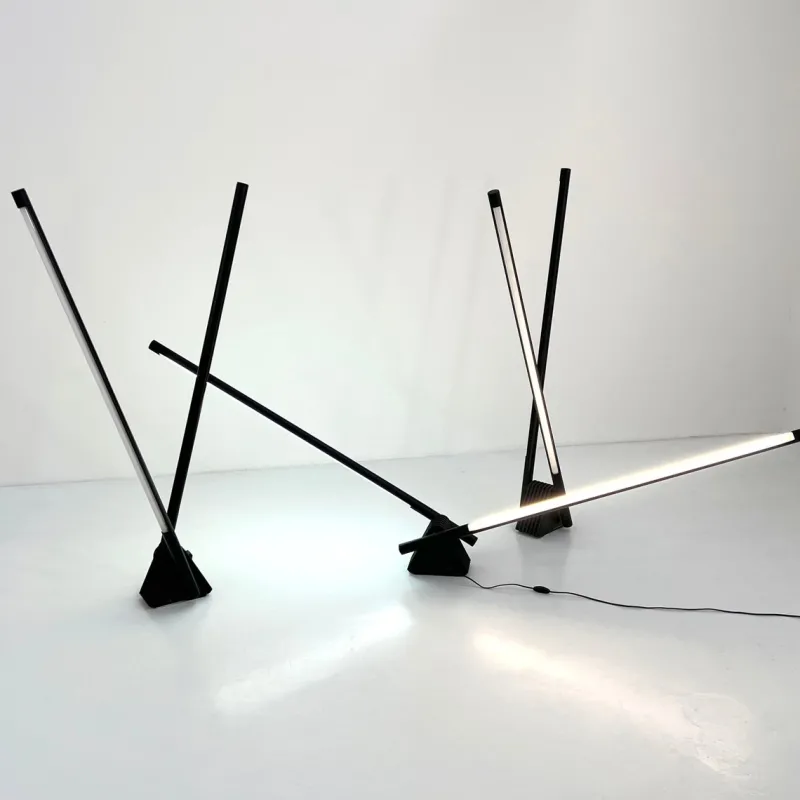 Pamono Black Sistema Flu Floor Lamp by Rodolfo Bonetto for Luci Italia, 1980s> Floor Lamps