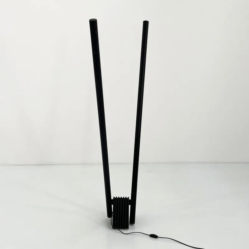 Pamono Black Sistema Flu Floor Lamp by Rodolfo Bonetto for Luci Italia, 1980s> Floor Lamps