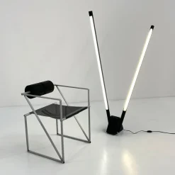 Pamono Black Sistema Flu Floor Lamp by Rodolfo Bonetto for Luci Italia, 1980s><noscript><img width=