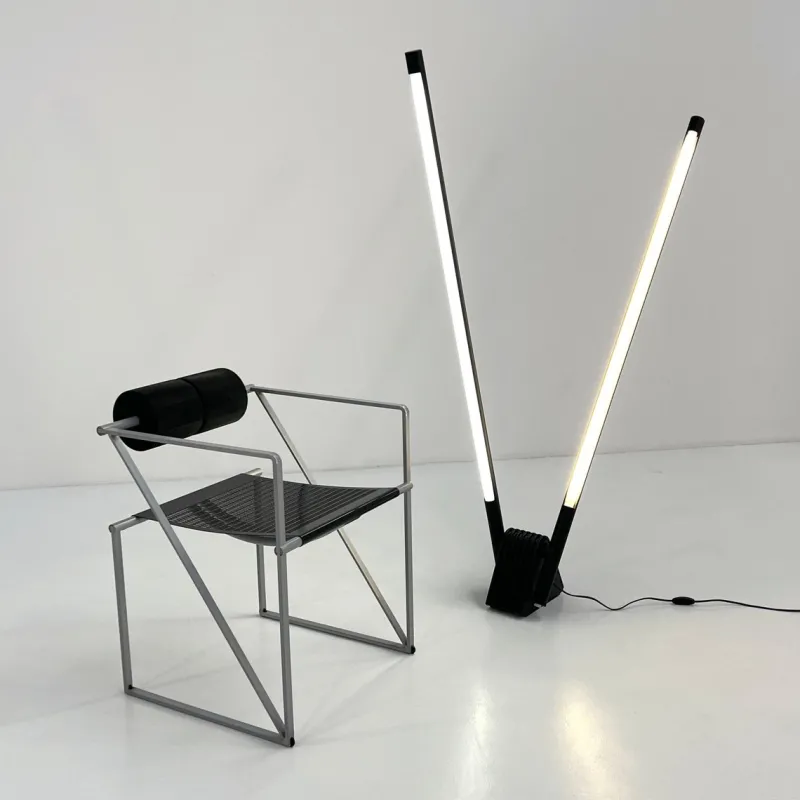 Pamono Black Sistema Flu Floor Lamp by Rodolfo Bonetto for Luci Italia, 1980s> Floor Lamps