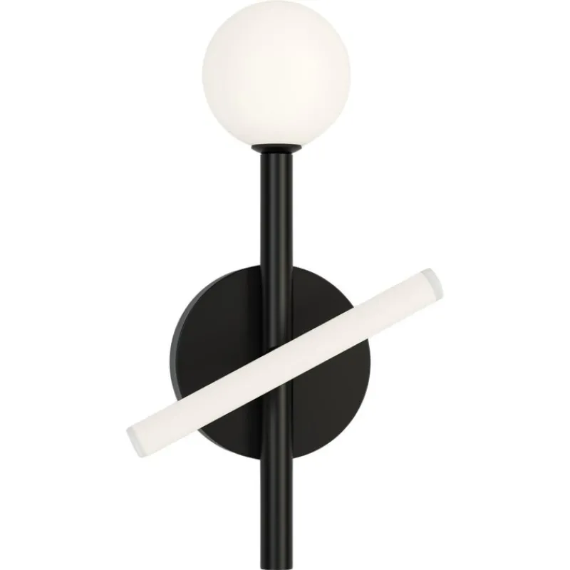 Pamono Black Tube and Globe Wall Light by Atelier Areti> Wall Lights & Sconces
