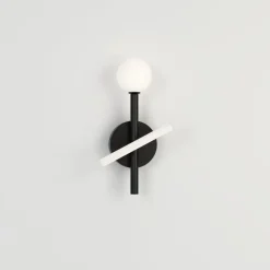 Pamono Black Tube and Globe Wall Light by Atelier Areti> Wall Lights & Sconces