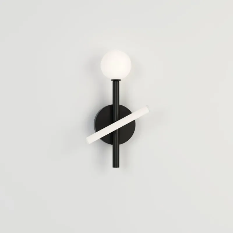 Pamono Black Tube and Globe Wall Light by Atelier Areti> Wall Lights & Sconces