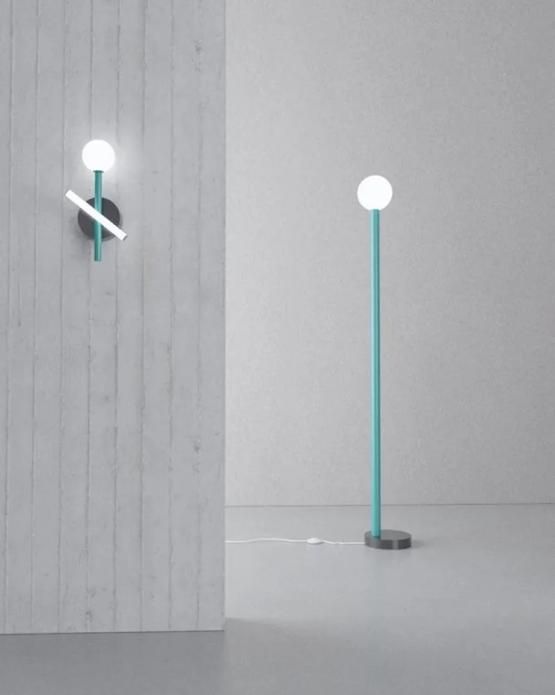 Pamono Black Tube and Globe Wall Light by Atelier Areti> Wall Lights & Sconces