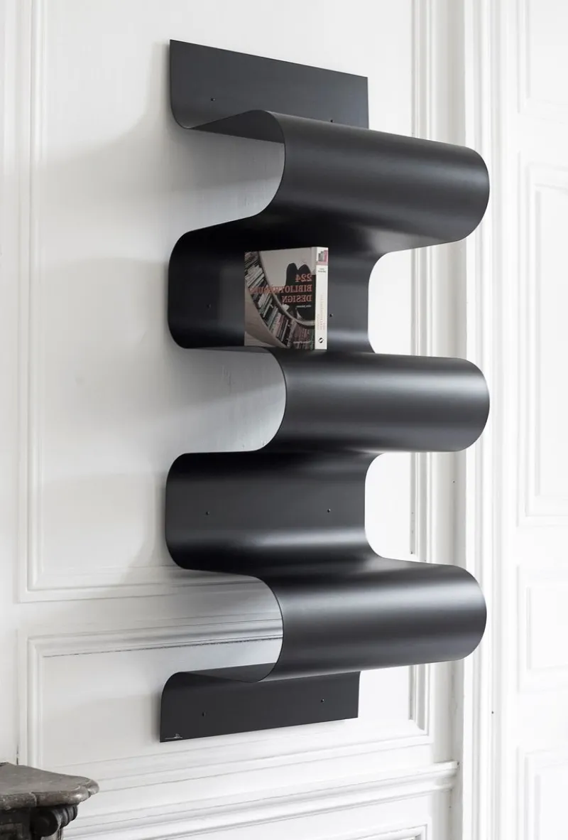 Clearance Pamono Black Wave Bookshelf by Julien Vidame