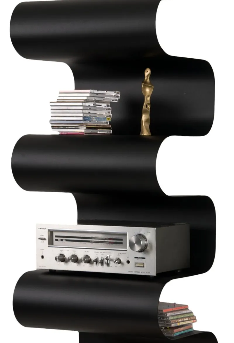 Clearance Pamono Black Wave Bookshelf by Julien Vidame