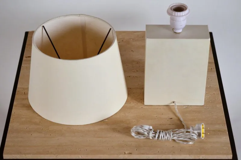 Pamono Bloc Parchment Lamps with Parchment Paper Shades by Atelier Cabanel, Set of 2> Floor Lamps