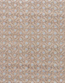 Pamono Block Print Rug in Brown with Blue Floral Patterns from R&K Principal Jahanshah Nazmiyal> Carpets & Textiles|Carpets & Textiles