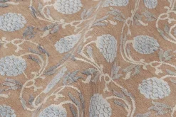 Pamono Block Print Rug in Brown with Blue Floral Patterns from R&K Principal Jahanshah Nazmiyal><noscript><img width=