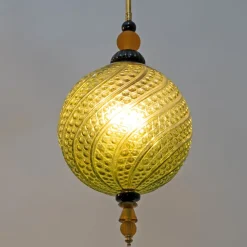 Pamono Blown Murano Glass and Brass Pendant Lamp, 2000><noscript><img width=