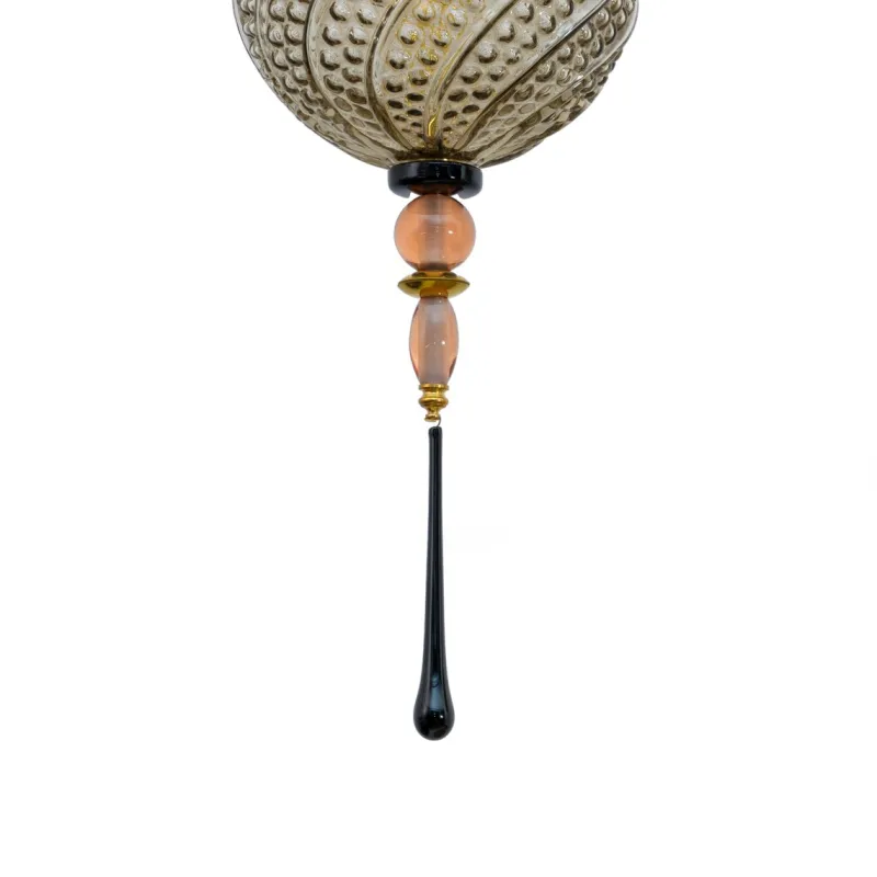 Pamono Blown Murano Glass and Brass Pendant Lamp, 2000