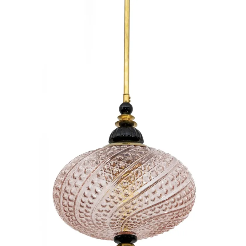 Pamono Blown Murano Glass and Brass Pendant Lamp, 2000> Ceiling Lights
