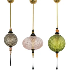 Pamono Blown Murano Glass and Brass Pendant Lamp, 2000><noscript><img width=