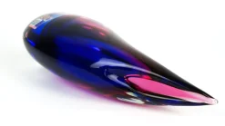 Pamono Blue & Ruby Blown Murano Glass Drop Vase by Michele Onesto for Made Murano Glass, 2019> Tabletop